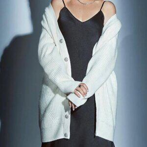 Knix The Bird’s Papaya Black Satin Sleeveless Slip Midi Dress